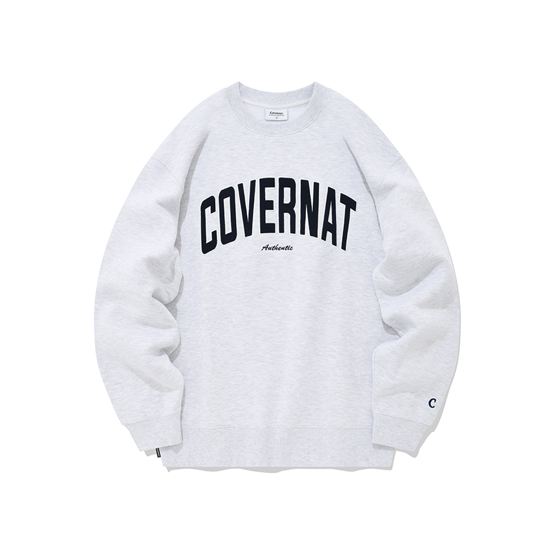 COVERNAT FW22 Korean Unisex Arch Logo Crewneck Fleece Sweatshirt - Casual & Cozy. CO2203CR01HG