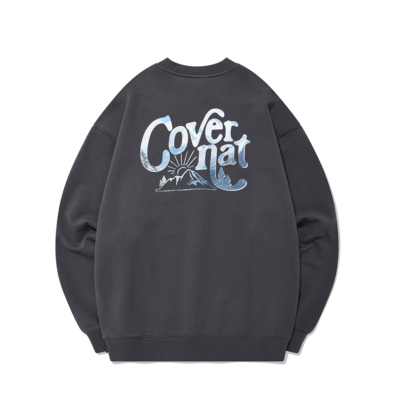 COVERNAT FW22 Logo Print Unisex Crewneck Sweatshirt - Korean Streetwear Style. CO2201CR08DG
