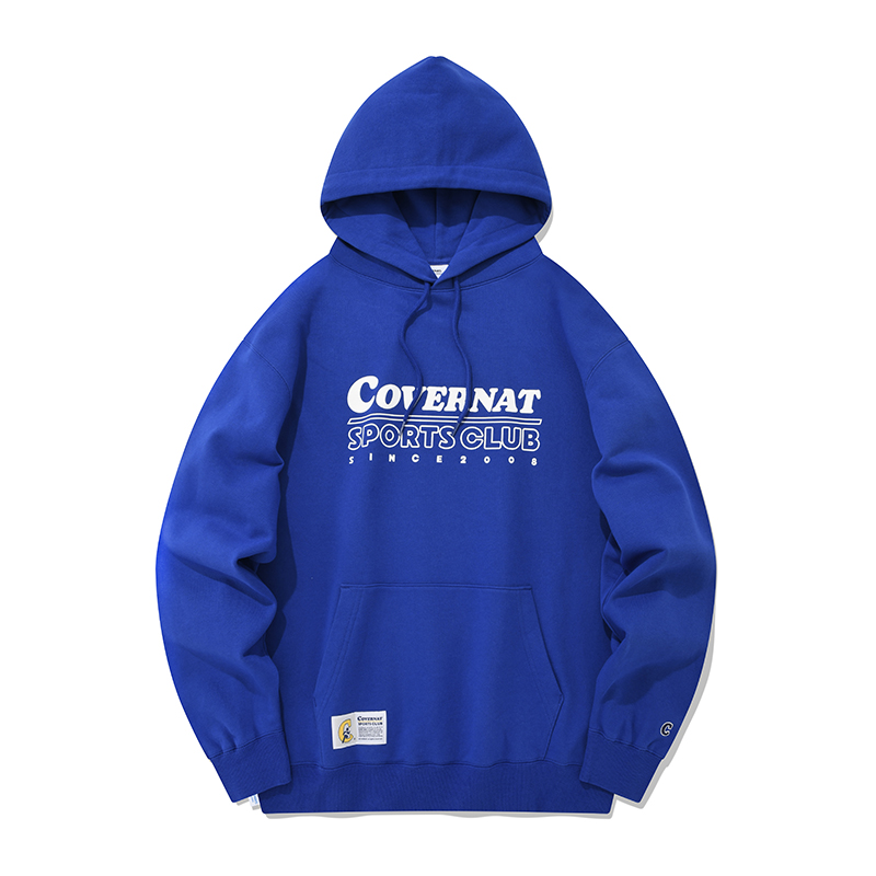 COVERNAT FW22 Logo Printed Loose Fit Hoodie Unisex - Blue. CO2203HD13BL