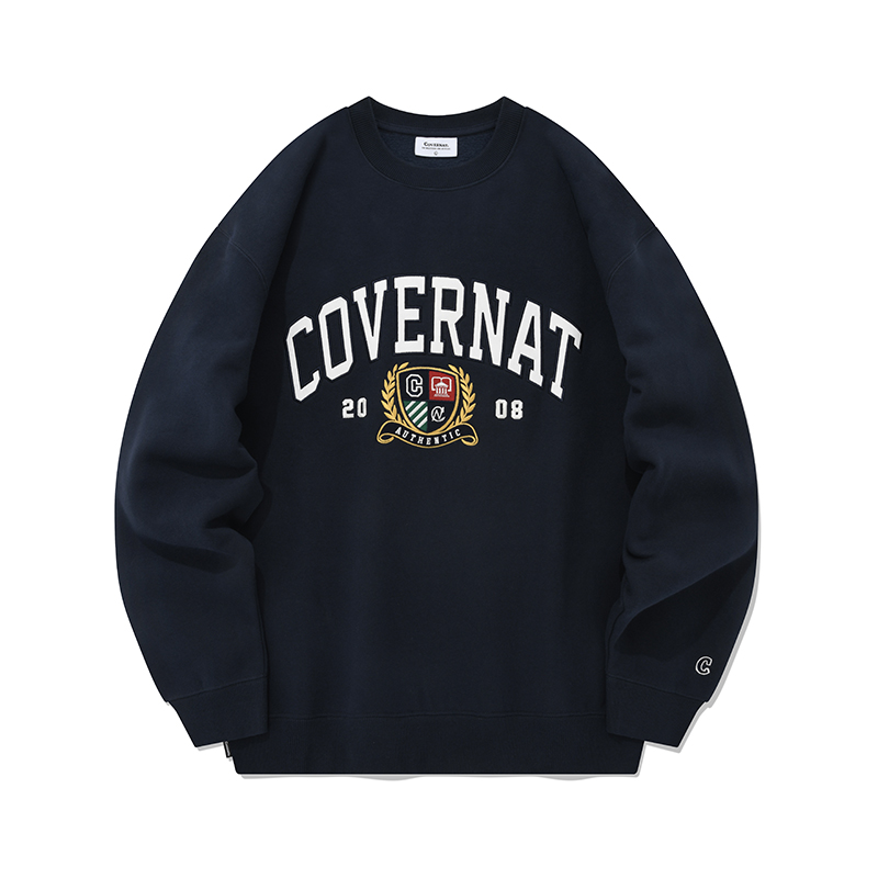 COVERNAT FW22 Navy Blue Crewneck Sweatshirt Unisex Casual Fall Style. CO2203CR21NA