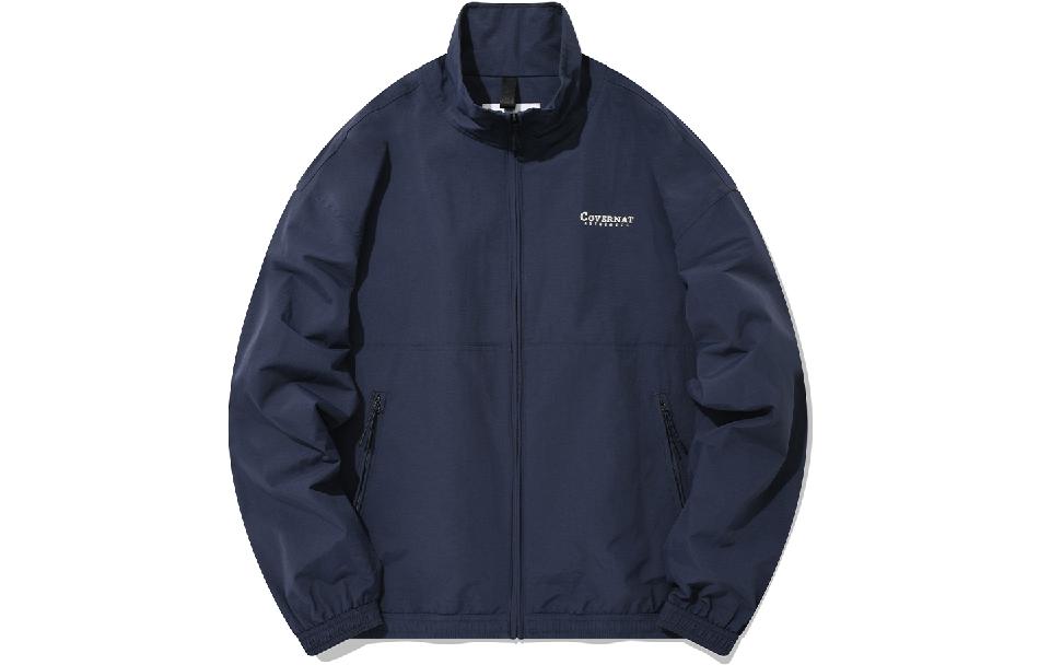 COVERNAT FW22 Navy Blue Unisex Embroidered Logo Bomber Jacket. CO2201JK08NA