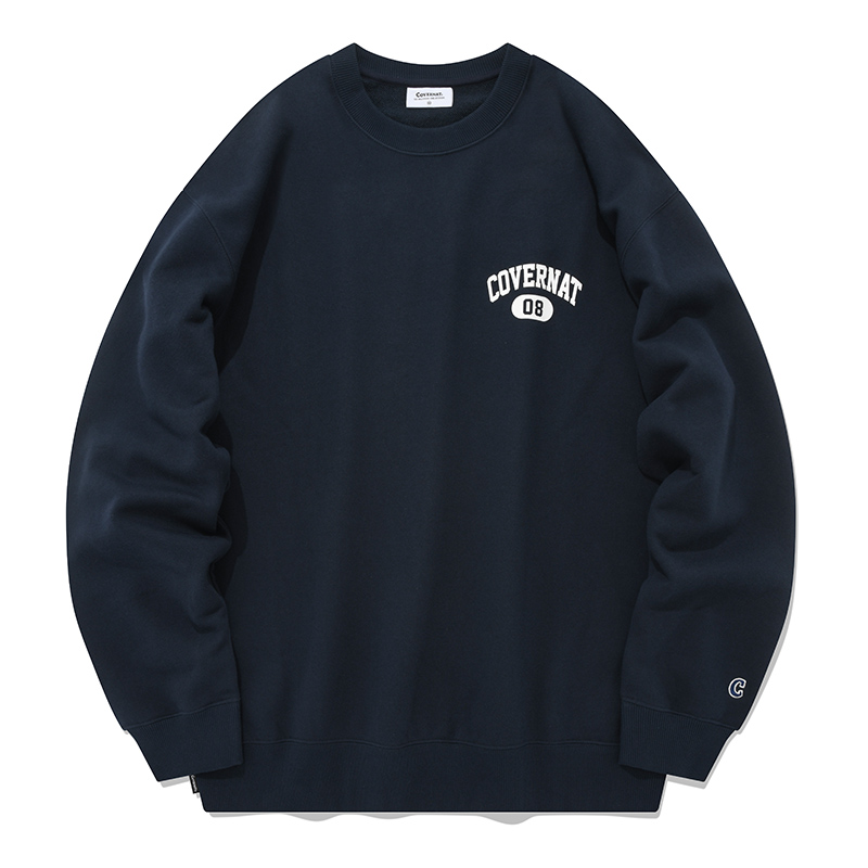 COVERNAT FW22 Oversized Navy Blue Unisex Pullover Sweatshirt Casual Streetwear CO2203CR07NA