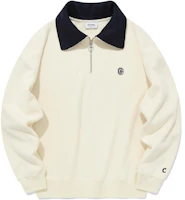 COVERNAT FW23 Arched Logo Half-Zip Pullover Sweatshirt Unisex Beige. CO2303CR08EC COVERNAT FW23 Arched Logo Half-Zip Pullover Sweatshirt Unisex Beige. CO2303CR08EC