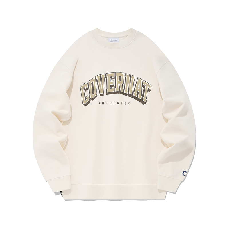 COVERNAT FW23 Big C Arch Logo Crewneck Sweatshirt Unisex Streetwear Casual Fit. CO2301CR04EC