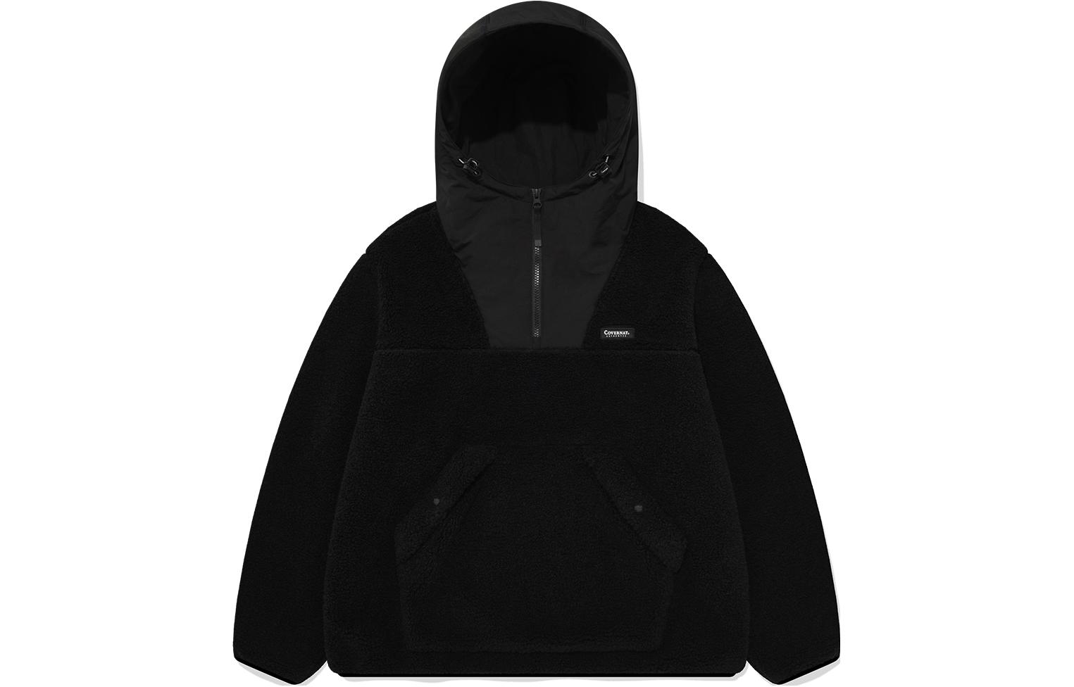 COVERNAT FW23 Black Sherpa Fleece Hiking Jacket Unisex Hooded Zip Hoodie CO2303JK23BK