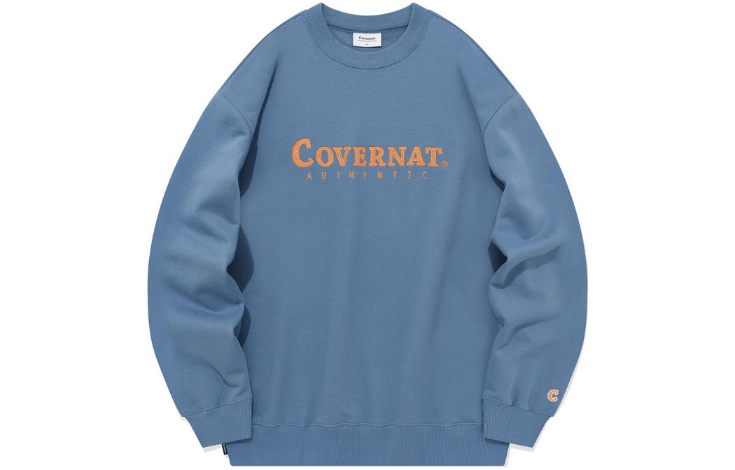 COVERNAT FW23 Blue Crewneck Sweatshirt with Letter Pattern Print Unisex CO2303CR02BL