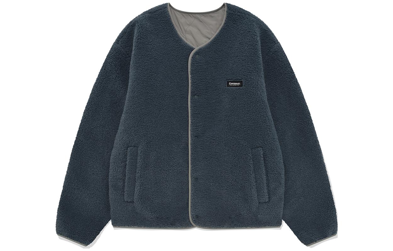 COVERNAT FW23 Blue Double-Sided Logo Jacket Unisex Long Sleeve Button-Up CO2303JK21BL