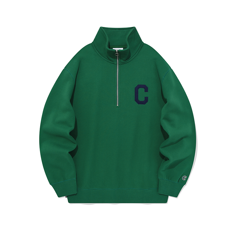 COVERNAT FW23 Cotton Half-Zip Pullover Sweatshirt Unisex Casual Streetwear. CO2303CR13GN