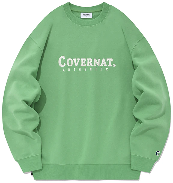 covernat-fw-23-embroidered-logo-cotton-crewneck-sweater-unisex-casual-streetwear-co-2301-cr-02-gn