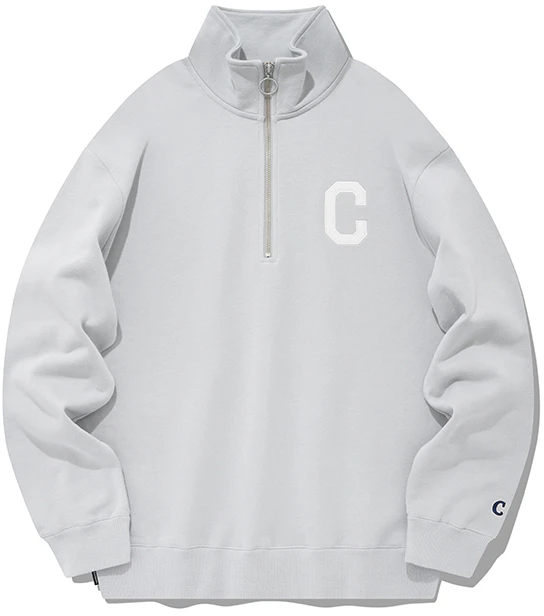 covernat-fw-23-half-zip-oversized-cotton-pullover-sweatshirt-light-blue-unisex-co-2301-cr-11-bl