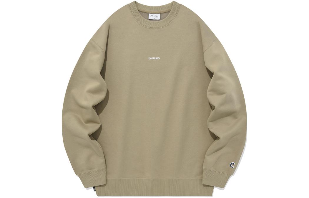 COVERNAT FW23 Letter Print Crewneck Sweatshirt Beige Unisex CO2303CR03BE