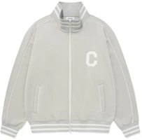 COVERNAT FW23 Letter Print Zip-Up Striped Jacket Unisex Beige CO2303JK41EC COVERNAT FW23 Letter Print Zip-Up Striped Jacket Unisex Beige CO2303JK41EC