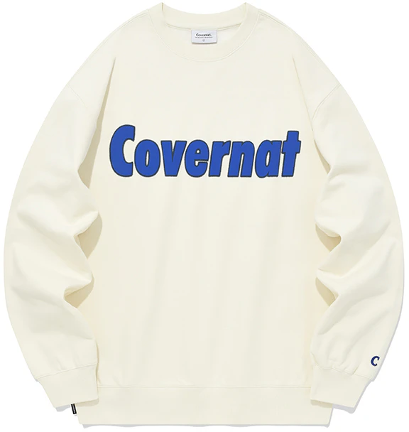 covernat-fw-23-logo-crewneck-sweatshirt-unisex-casual-fit-autumn-beige-co-2303-cr-06-ec