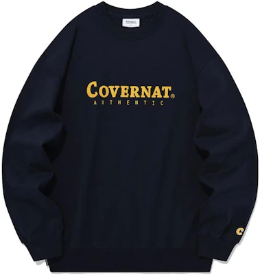 COVERNAT FW23 Navy Blue Letter Print Crewneck Pullover Sweatshirt Unisex CO2303CR02DN Buy COVERNAT FW23 Navy Blue Letter Print Crewneck Pullover Sweatshirt Unisex CO2303CR02DN