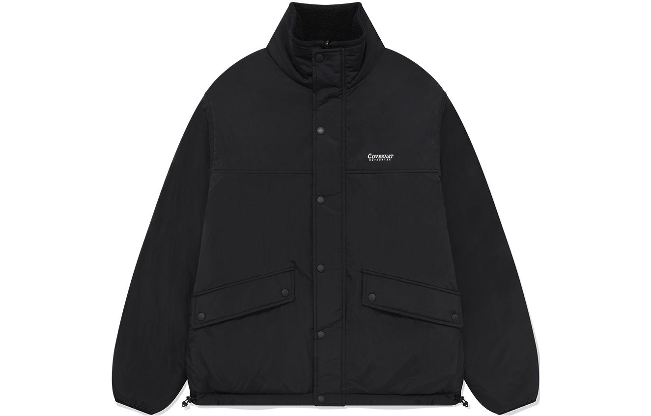 COVERNAT FW23 Reversible Zip-Up Stand Collar Jacket Unisex Black Long Sleeve CO2303JK20BK