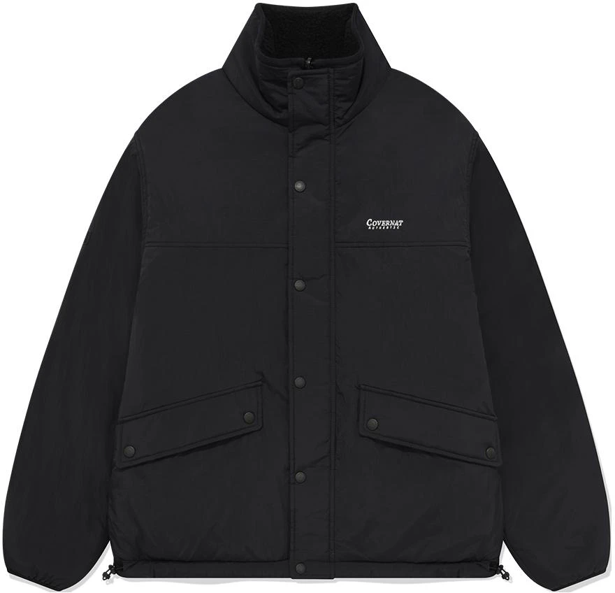 covernat-fw-23-reversible-zip-up-stand-collar-jacket-unisex-black-long-sleeve-co-2303-jk-20-bk