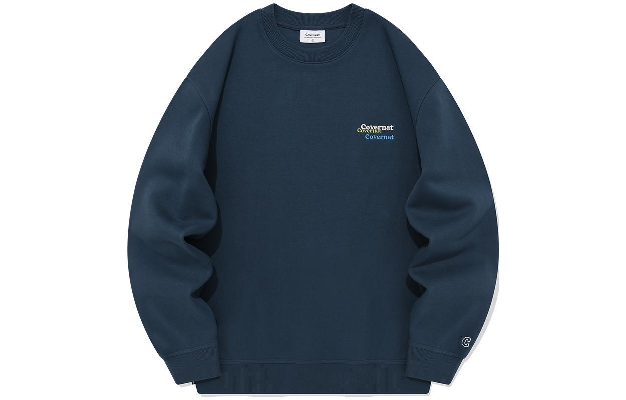 COVERNAT FW23 Triple Logo Pullovers Unisex Casual Crewneck Sweatshirt CO2303CR04BL