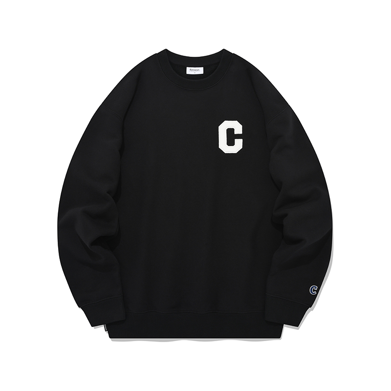 COVERNAT FW23 Unisex Cotton Crewneck Sweatshirt Casual Loose Fit Korea Style. CO2301CR01BK