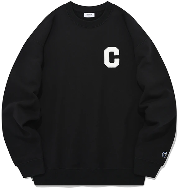 covernat-fw-23-unisex-cotton-crewneck-sweatshirt-casual-loose-fit-korea-style-co-2301-cr-01-bk
