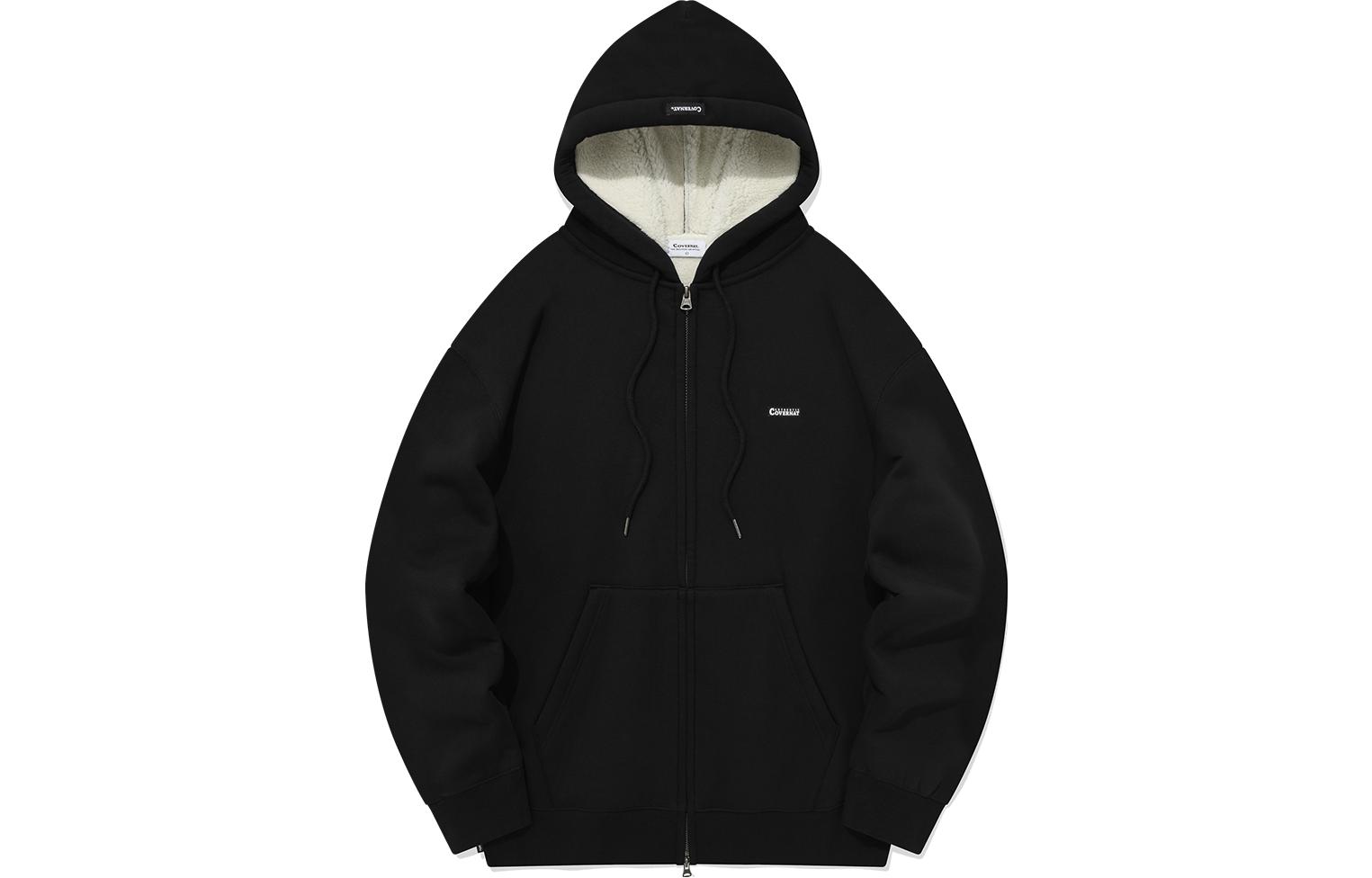 COVERNAT FW23 Unisex Solid Oversized Casual Hoodie Zip-Up Black CO2303HZ06BK