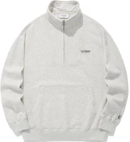COVERNAT FW24 Distressed Half-Zip Pullover Casual Sweatshirt Gray (). CO2401CR08OT COVERNAT FW24 Distressed Half-Zip Pullover Casual Sweatshirt Gray (). CO2401CR08OT