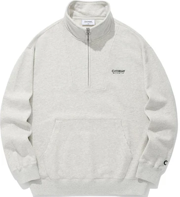 커버낫 FW24 디스트레스트 하프집 맨투맨 그레이 스웨트셔츠. CO2401CR08OT Buy 커버낫 FW24 디스트레스트 하프집 맨투맨 그레이 스웨트셔츠. CO2401CR08OT