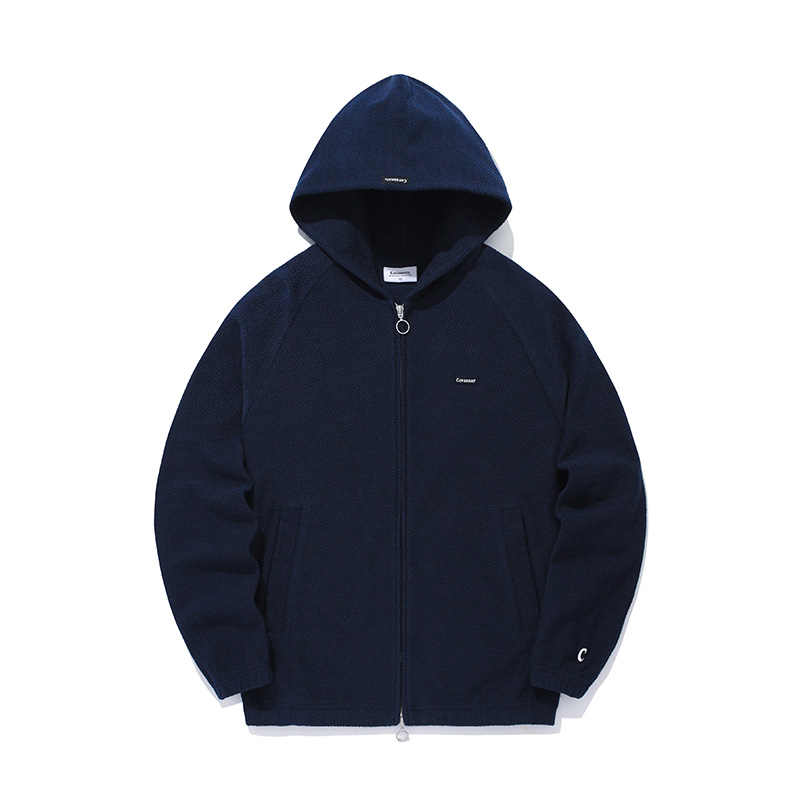 COVERNAT FW24 Herringbone Hoodie Zip-Up Jacket Navy Blue ( Fall Edition) CO2401HZ03NA