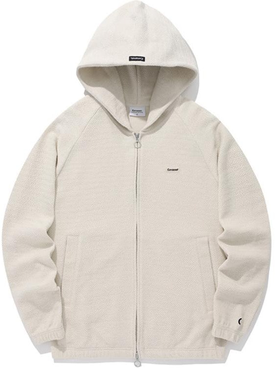 covernat-fw-24-herringbone-zipper-hoodie-oatmeal-unisex-fall-casual-jacket-co-2401-hz-03-ot