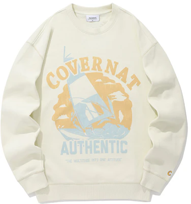 COVERNAT FW24 字母帆船印花象牙白中性宽松卫衣 CO2401CR09IV Buy COVERNAT FW24 字母帆船印花象牙白中性宽松卫衣 CO2401CR09IV