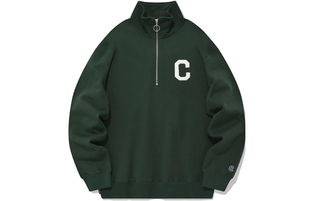 Buy COVERNAT 綠色半拉鍊字母印花休閒衛衣 男女適用 CO2301CR11BG