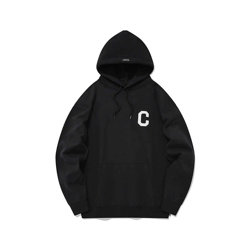 COVERNAT Korea Cotton C-Logo Embroidered Hoodie Unisex Casual Oversized Sweatshirt CO2000HD01BK