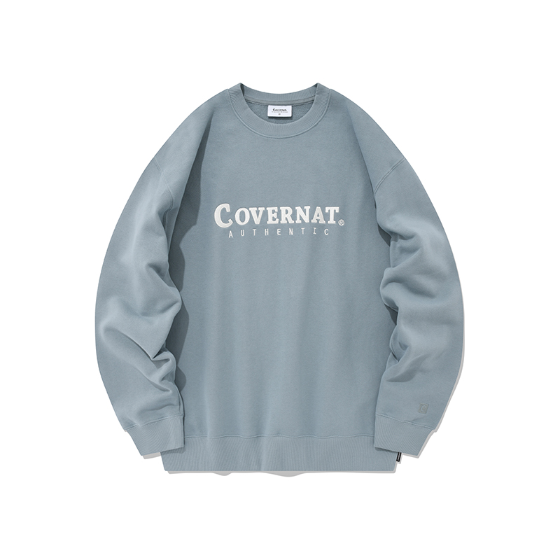 COVERNAT Korean Casual Loose Fit Embroidered Crewneck Sweatshirt Unisex. CO0000CR02BL