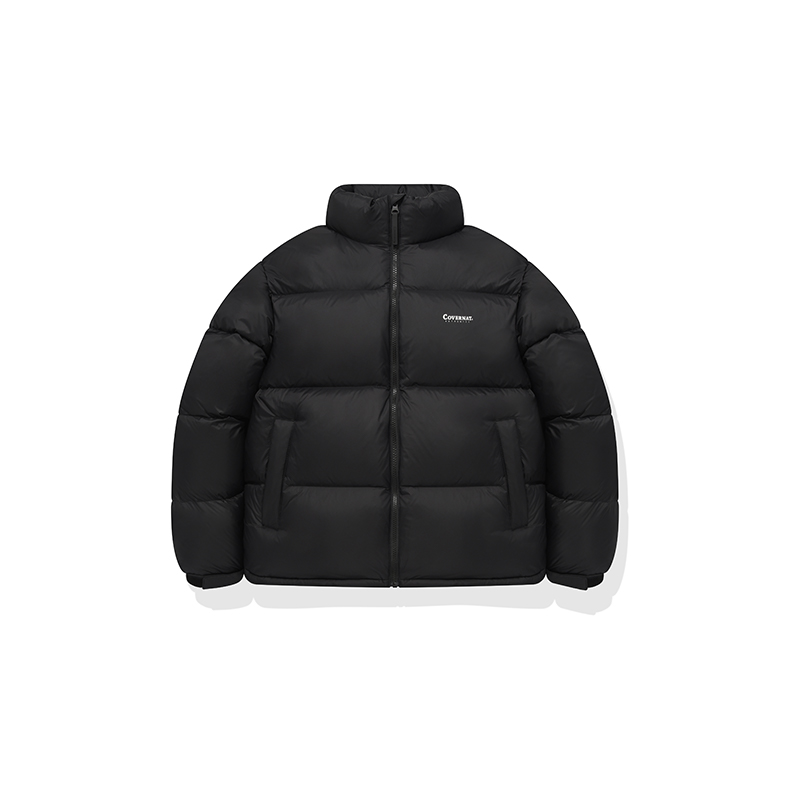 COVERNAT Korean Short Puffer Jacket with Stand Collar Unisex CO2304DP01BK