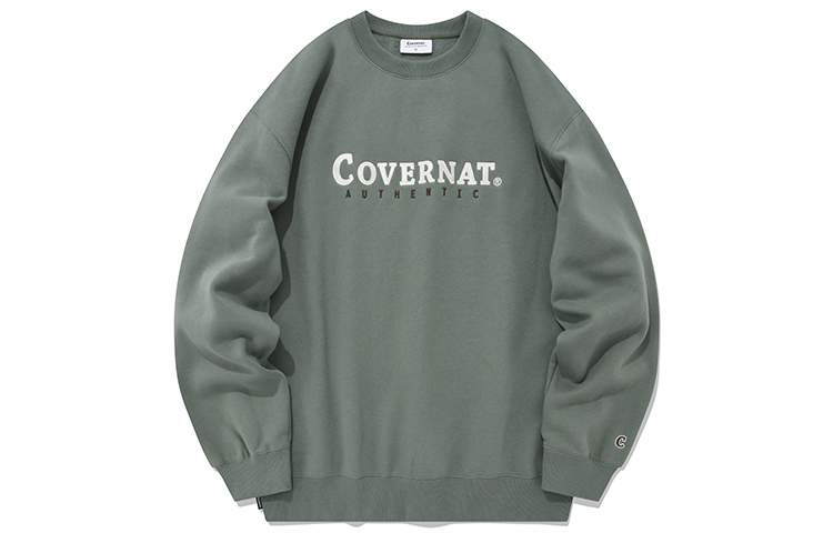 COVERNAT Korean Trendy Unisex Embroidered Cotton Pullover Crewneck Sweatshirt CO2203CR32MI