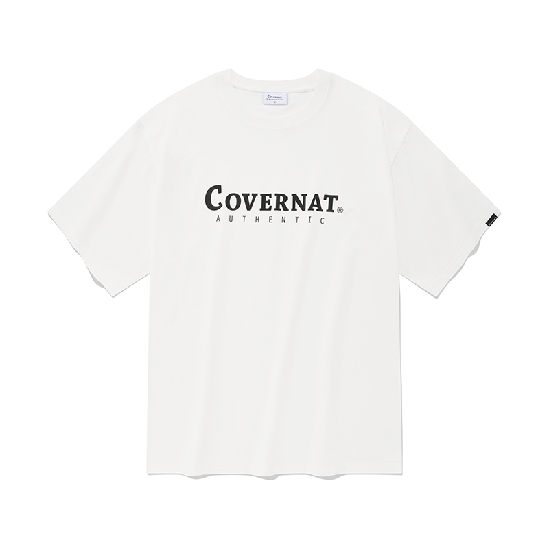 COVERNAT Letter Print Crewneck Short Sleeve T-Shirt Unisex CO2302ST06WH