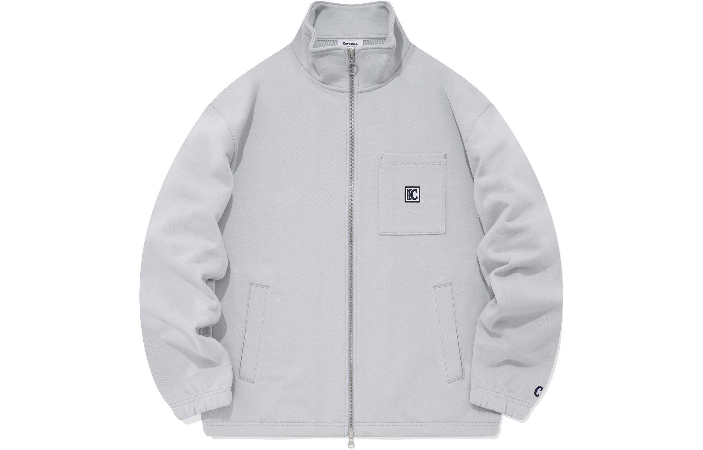 COVERNAT Light Blue Stand Collar Drop Shoulder Zip Jacket Unisex CO2301HZ02LB