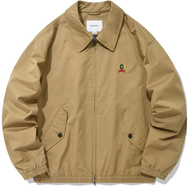 covernat-logo-embroidered-zip-up-polo-collar-jacket-beige-co-2201-jk-04-be