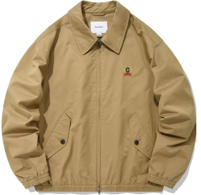 COVERNAT 刺绣Logo拉链翻领夹克 米色 (). CO2201JK04BE Buy COVERNAT 刺绣Logo拉链翻领夹克 米色 (). CO2201JK04BE