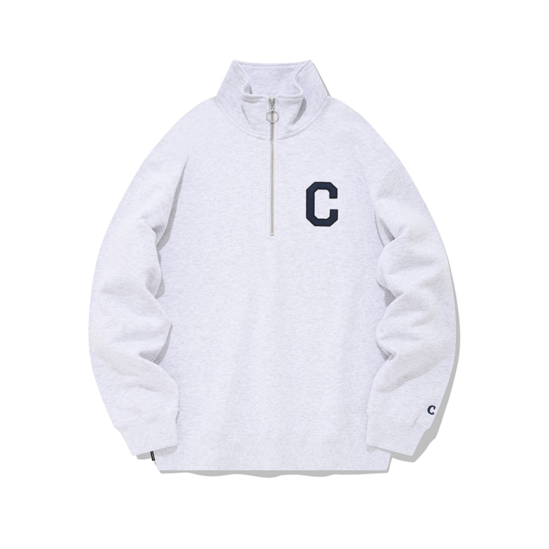 COVERNAT Logo Half-Zip Loose Sweatshirt Unisex - Light Gray CO2301CR11HG
