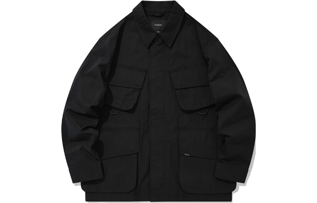 COVERNAT Multi-Pocket Zipper Collared Jacket Unisex BLACK CO2201JK03BK