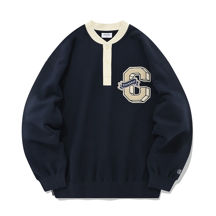 COVERNAT Navy Blue C-Logo Half-Zip Fleece Sweatshirt Unisex CO2203CR22NA