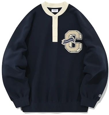 COVERNAT ネイビーブルー Cロゴ ハーフジップ フリース スウェットシャツ ユニセックス CO2203CR22NA Buy COVERNAT ネイビーブルー Cロゴ ハーフジップ フリース スウェットシャツ ユニセックス CO2203CR22NA