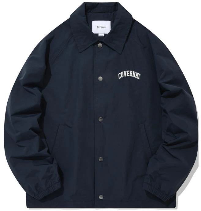 covernat-navy-blue-embroidered-lettering-collared-button-up-jacket-co-2201-jk-07-na
