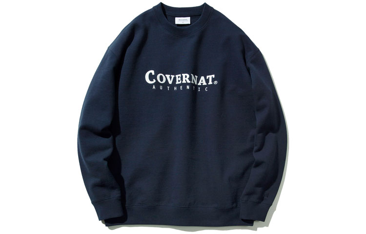 COVERNAT Navy Unisex Crewneck Sweatshirt with Front Logo Print - Relaxed Fit. CO2000CR02NA