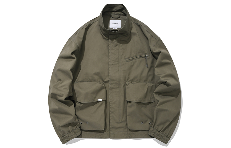 COVERNAT Olive Multi-Pocket Utility Jacket Unisex Casual Stand Collar Style CO2201JK02OL