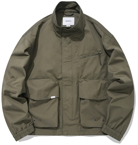 covernat-olive-multi-pocket-utility-jacket-unisex-casual-stand-collar-style-co-2201-jk-02-ol