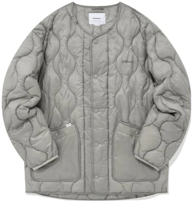 커버낫 퀼팅 재킷 싱글 브레스트 솔리드 라이트 그레이 CO2203JK24LG Buy 커버낫 퀼팅 재킷 싱글 브레스트 솔리드 라이트 그레이 CO2203JK24LG