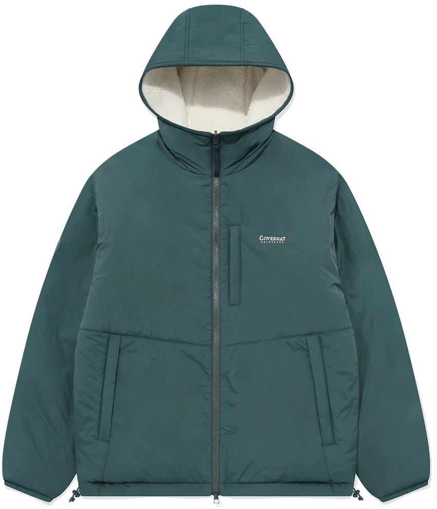 covernat-reversible-letter-print-patchwork-jacket-unisex-green-white-co-2303-jk-19-wh