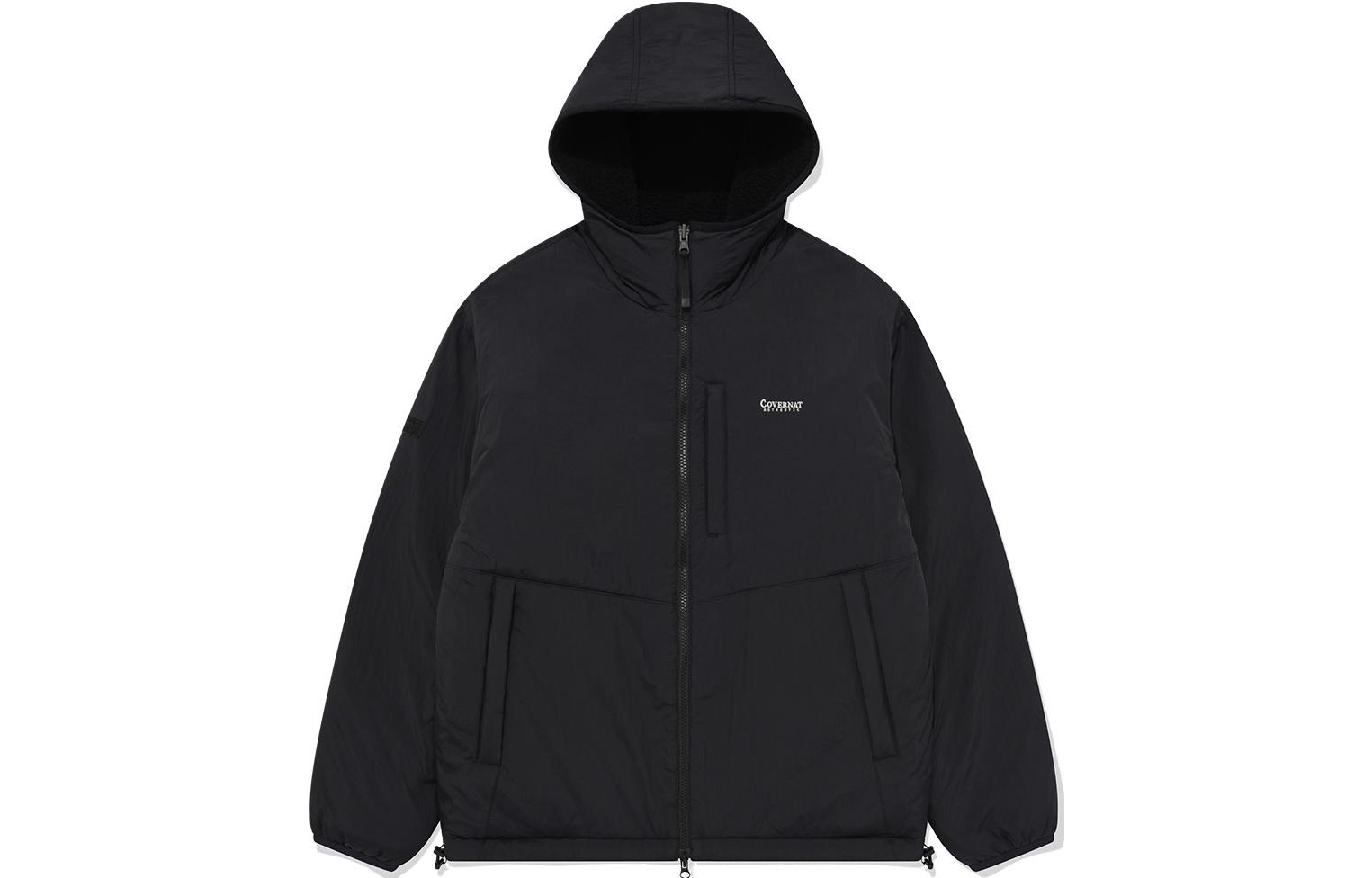 COVERNAT Reversible Letter Print Patchwork Long-Sleeve Jacket Black/Navy Unisex CO2303JK19BK