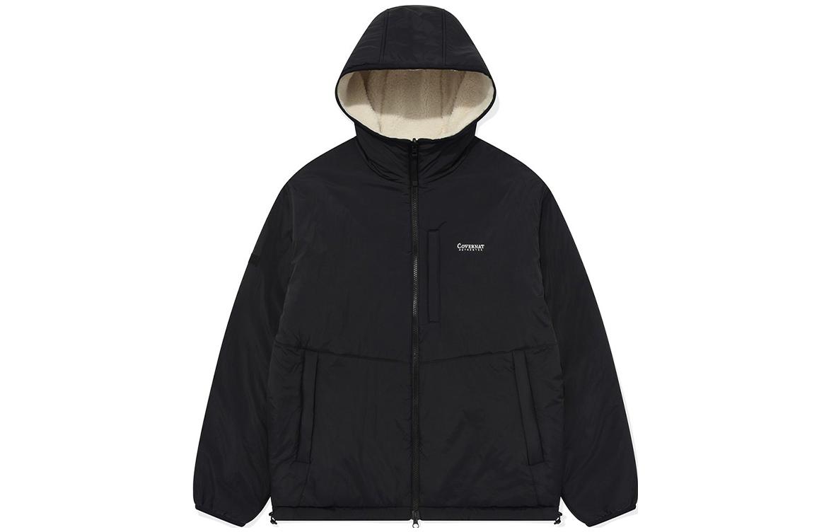 COVERNAT Reversible Letter Print Patchwork Long Sleeve Jacket White/Black Unisex CO2303JK19IV